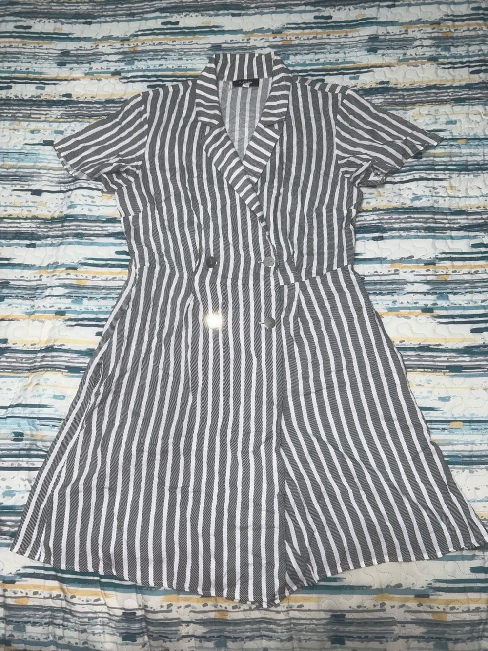 MSK black and White Striped Romper
